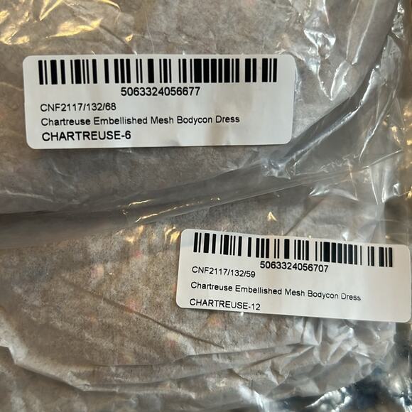 PrettyLittleThing Naomi Campbell Chartreuse Embellished Bodycon Dress NWT - Picture 5 of 9